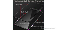 Луксозен алуминиев бъмпър от 2 части с магнити и стъклен протектор гръб оригинален Magnetic Hardware Case за Samsung Galaxy Note 10 N970F черен